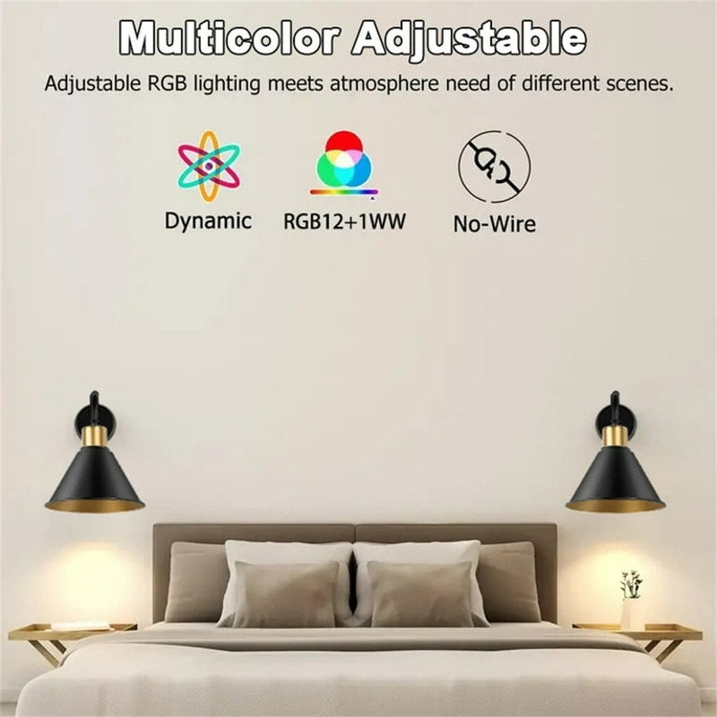 2 pack LED Battery Operated Wireless Wall Sconces with Remote Control
