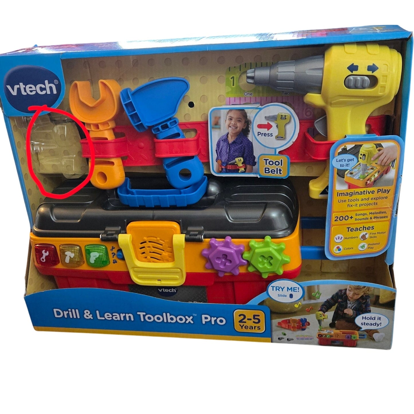 New VTech Drill and Learn Toolbox Pro with Accessories Ages 2-
-5