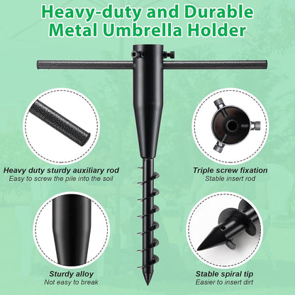 No Dig Portable umbrella holder, Flag,String Lights Pole,Fishing Rod