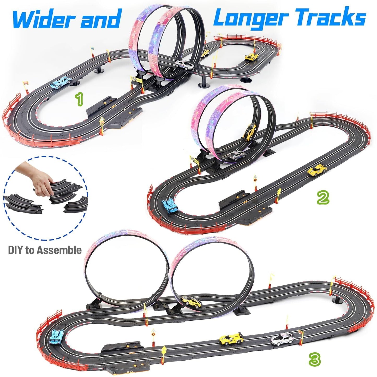 Slot Car Race Track Sets 19ft Electric Track
