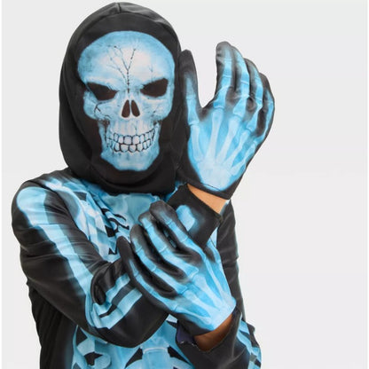Hyde & EEK! Kids X-Ray Skeleton Halloween Costume Jumpsuit with Mask & Gloves - Size S (6-7) - New