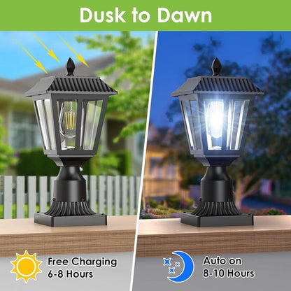 Solar Lights, Dusk to Solar Lamp Light with Pier Mount Base