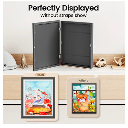 Set of 4 - Black Art Frames for Kids Artwork - Front Opening Holds 150 Drawings