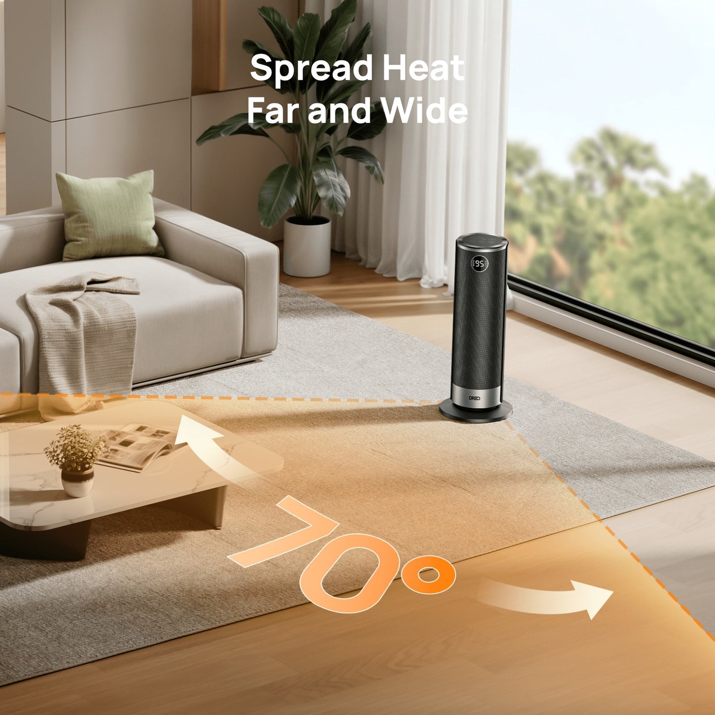 DREO 1500W Space Heater 1500W Electric Heater with Dual-DC Motor