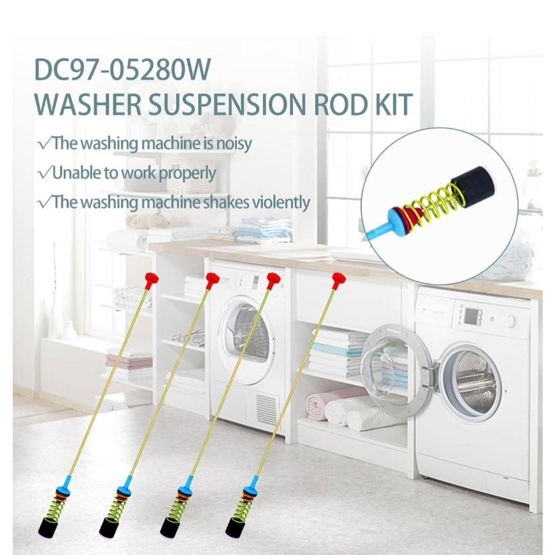 DC97-05280W DC97-16350U Washer Suspension Rod Assembly Damper Kit Fits Samsung
