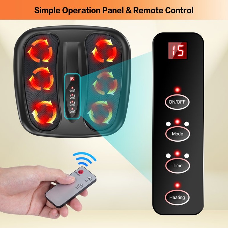 NEXPURE Foot Massager with Heat, Shiatsu Foot Massager with 3 Modes & Wireless Remote
