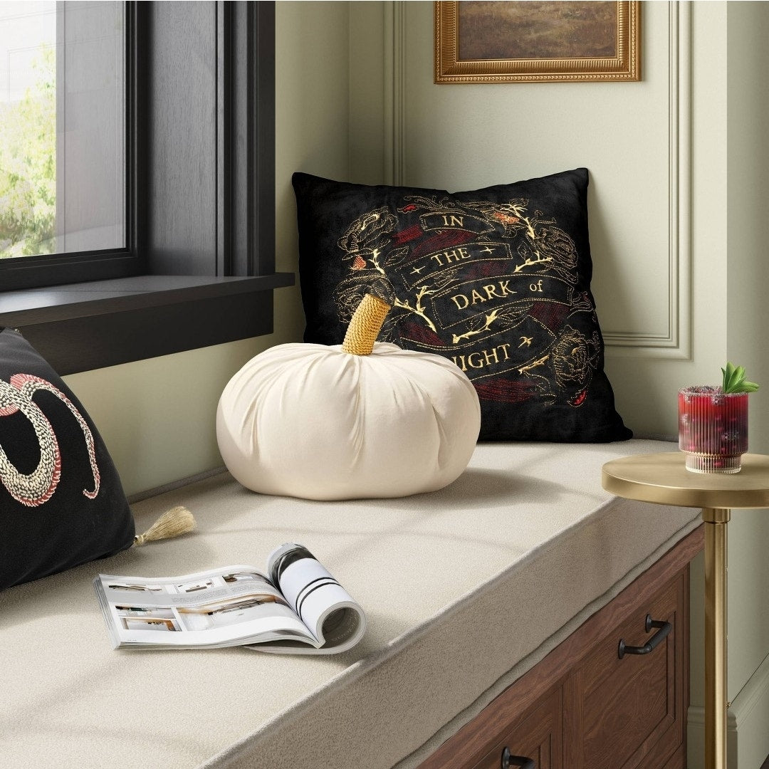 Velvet Pumpkin Throw Pillow by Threshold Fall & Halloween NEW NWT Cream/White