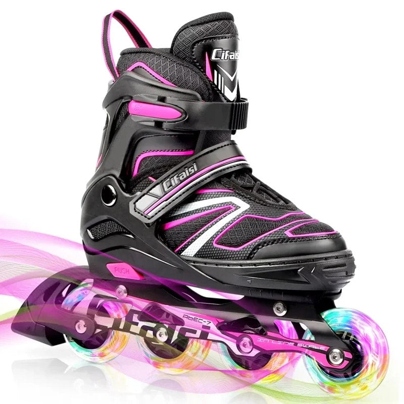 Adjustable Inline Skates with Illuminating Wheels Size 3-5 Kids
