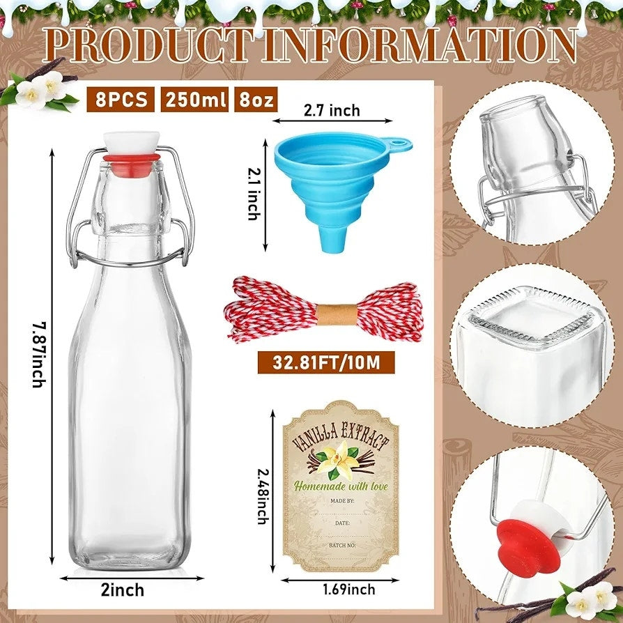 8 oz Swing Top Glass Bottles 8 pc set