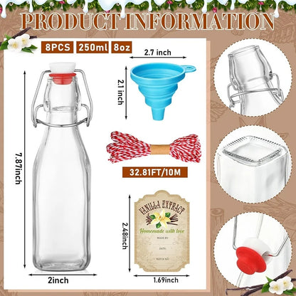 8 oz Swing Top Glass Bottles 8 pc set