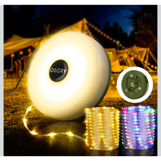 Camping String Lights, 4 in 1 Quick Storage 32.8FT Rechargeable