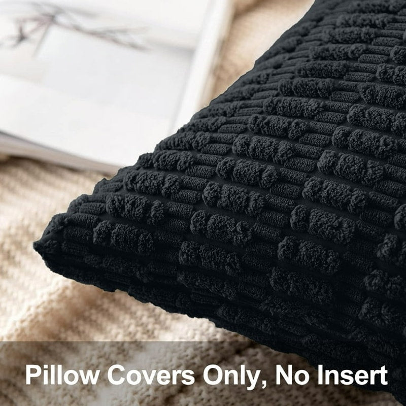 Black Throw Pillow Covers 20x12 inch Set of 2