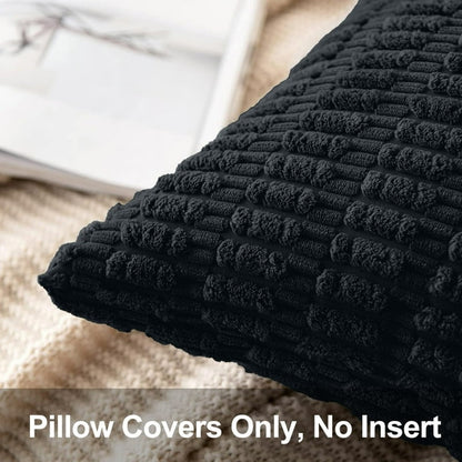 Black Throw Pillow Covers 20x12 inch Set of 2