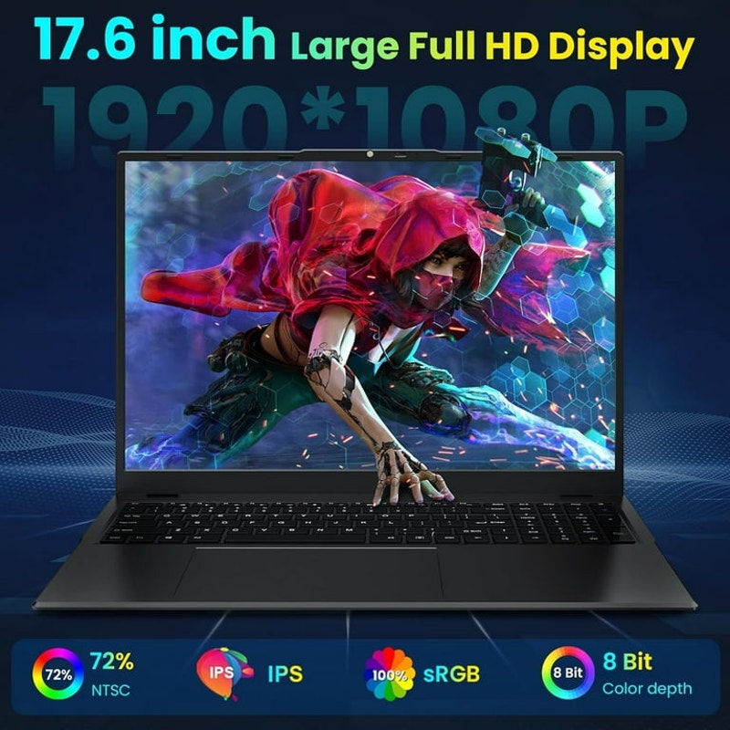 17.6" Windows 11 Laptop 16GB DDR4 640GB SSD Storage Laptop Computer