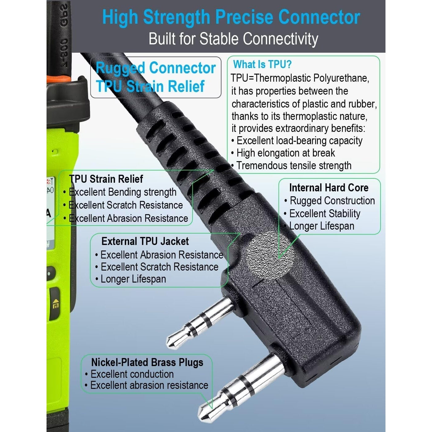 New Speaker Mic Compatible with Kenwood Radios 2 Pin Shoulder Microphone