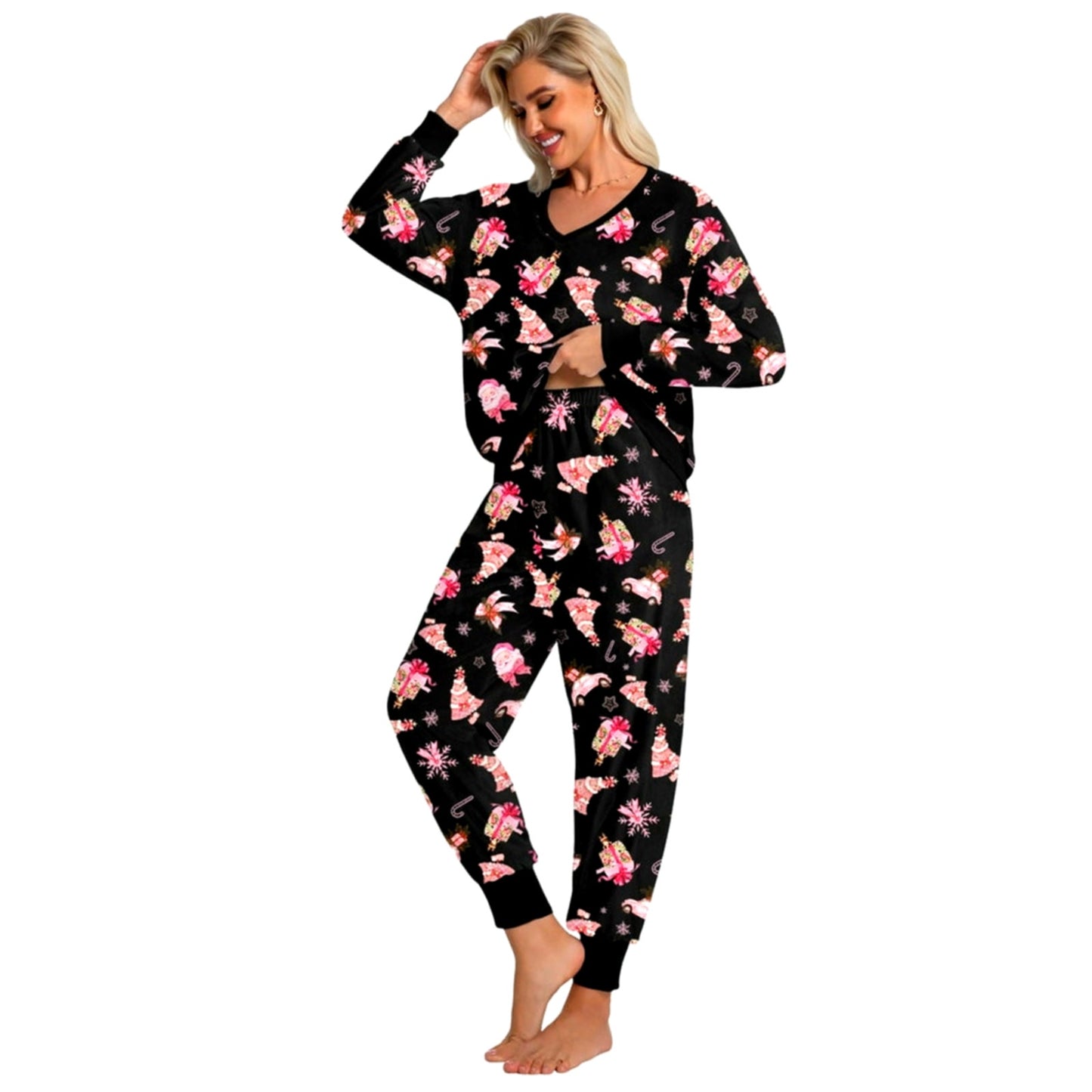 Women's Pajamas Set Velour Long Sleeve Size XL