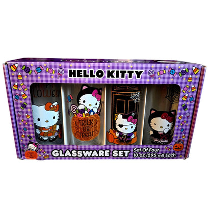 Hello Kitty and Friends Sparkly Halloween Glassware Set of 4 - 10oz Glasses NEW