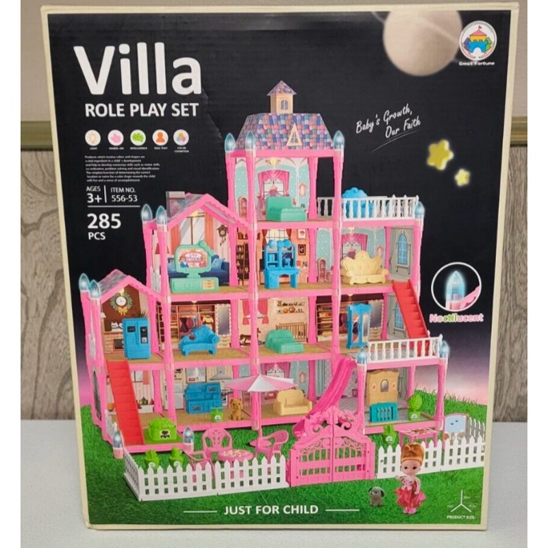 Dream Toy Doll House 4 Stories 13 Rooms Furnished w/ Lights