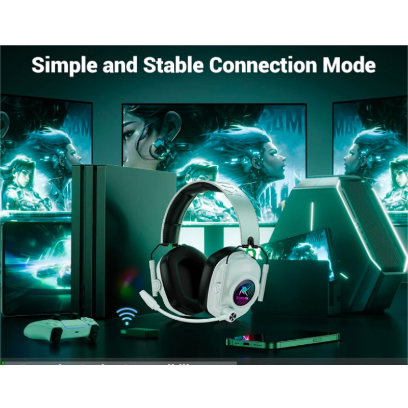 Wireless Gaming Headset for PC, PS5, PS4, Switch, Mac，2.4 GHz