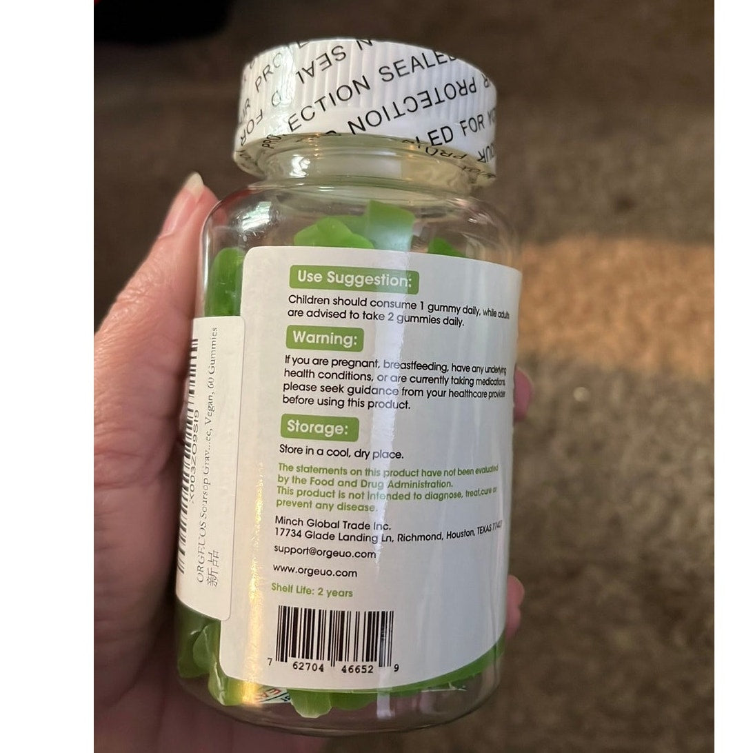 Orgeuos Soursop Graviola Gummies, Organic Soursop Leaves And Seeds Extract With Vitamin C, Zinc, Digestive Aid, Immune Support And Antioxidant Propert