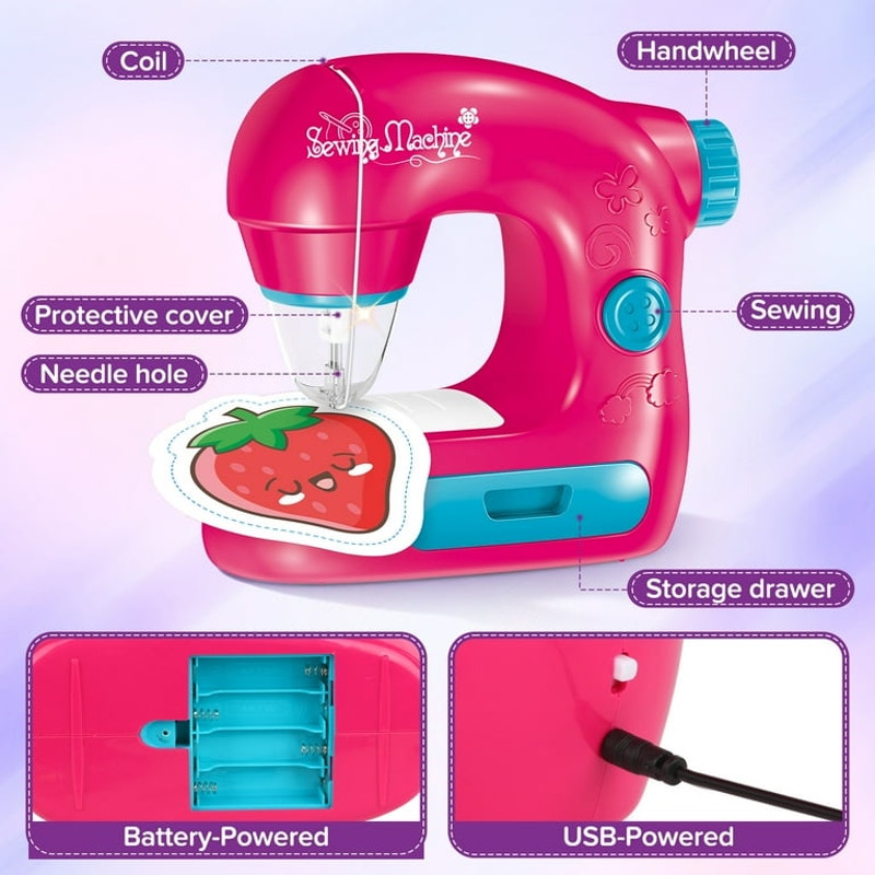 Sewing Machine Toy Kit for Kids, Sewing Machine with Fabric Sewing Kit.