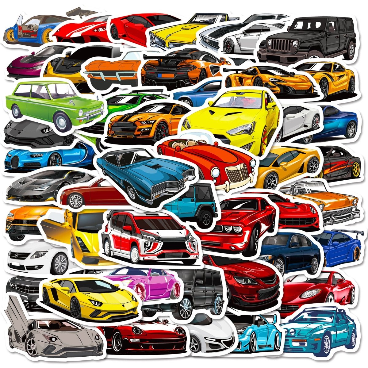 50 Sport Car Sticker Set – Cool Vinyl Decals for Decor & Gifts