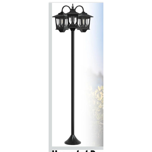 3-Head Outdoor Solar Lamp Post Light, 73" Aluminum