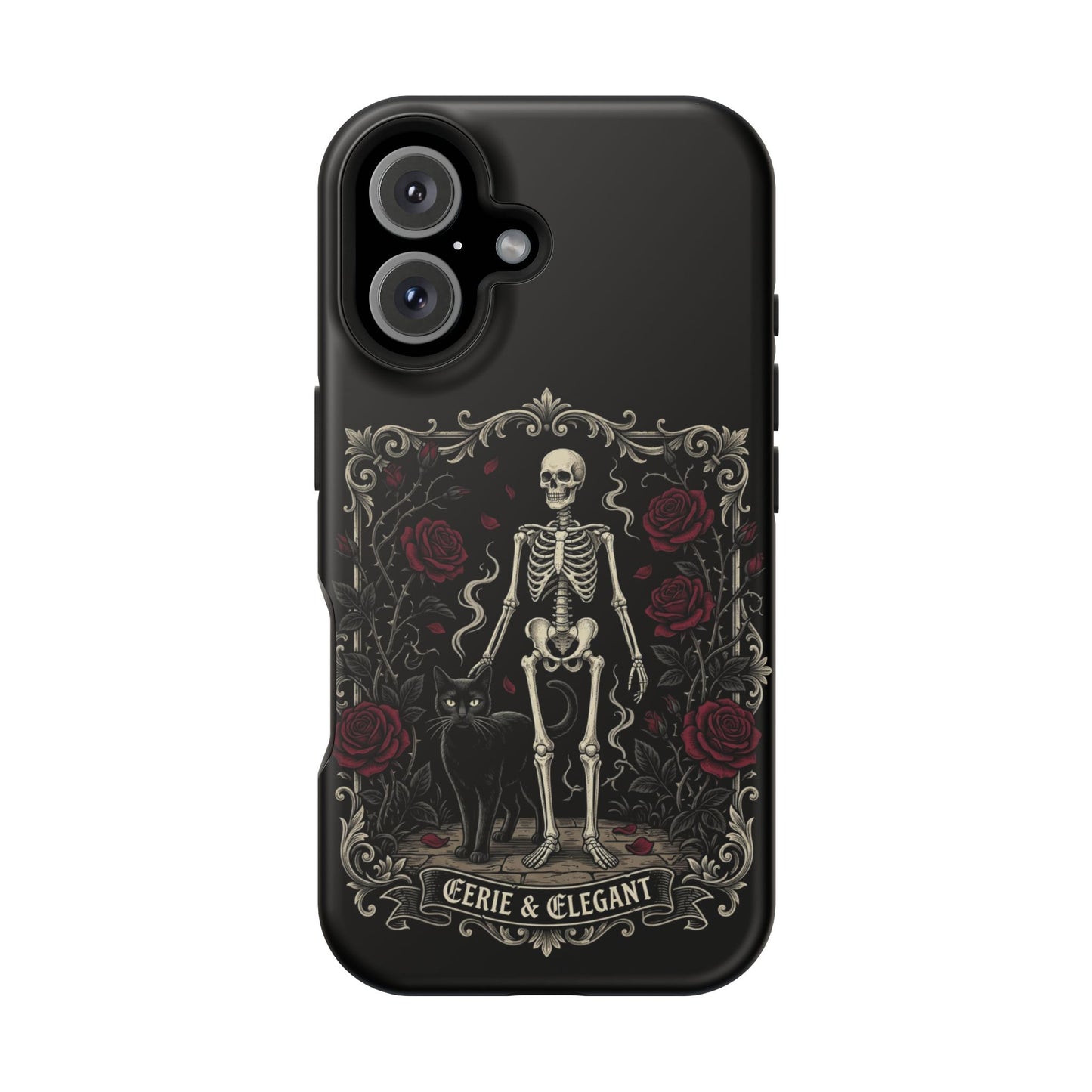 Eerie & Elegant Skeleton Phone Case — Magnetic Impact-Resistant