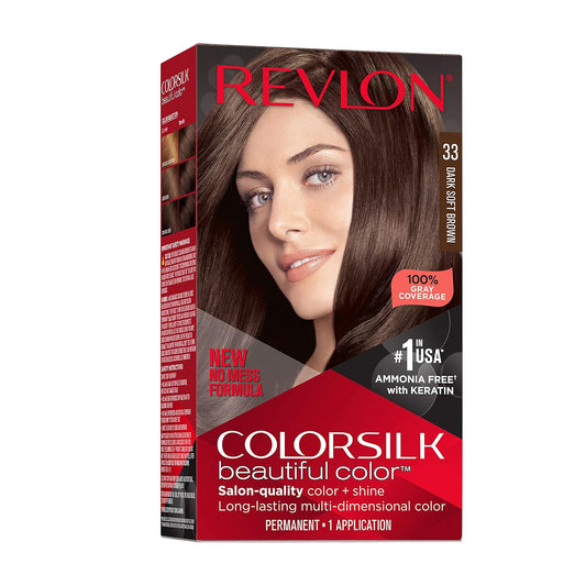 Revlon Colorsilk Permanent Hair Color 033 Soft Brown Ammonia Free Sealed Box