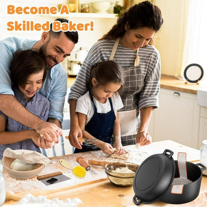 Cast Iron Dutch Oven for Bread Baking, 5 QT Pre-Seasoned Dutch Oven Pot with Skillet Lid