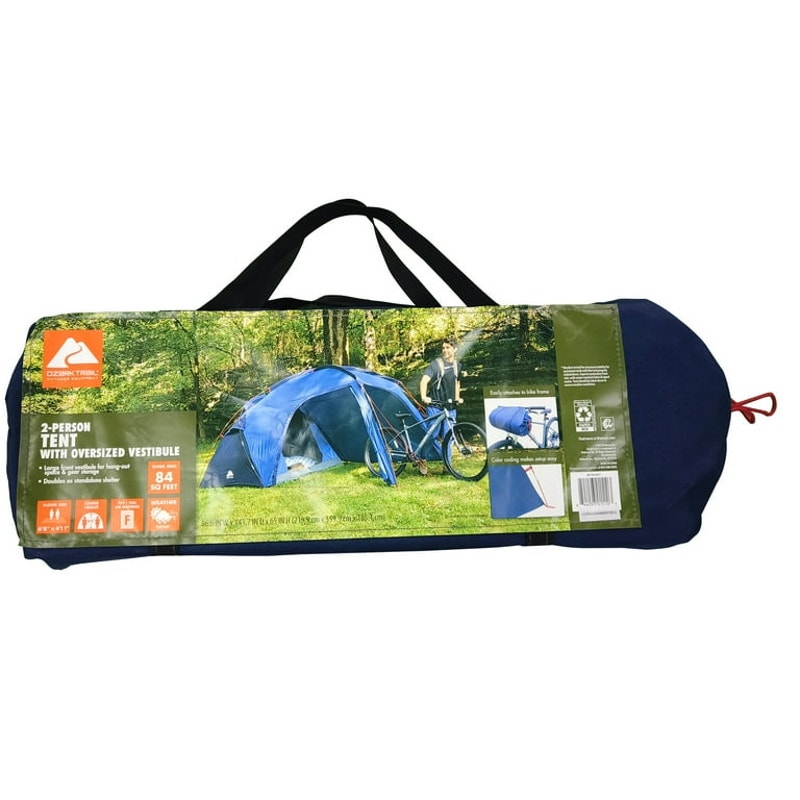 Ozark Trail 2-Person Tent with Oversized Vestibule, Blue