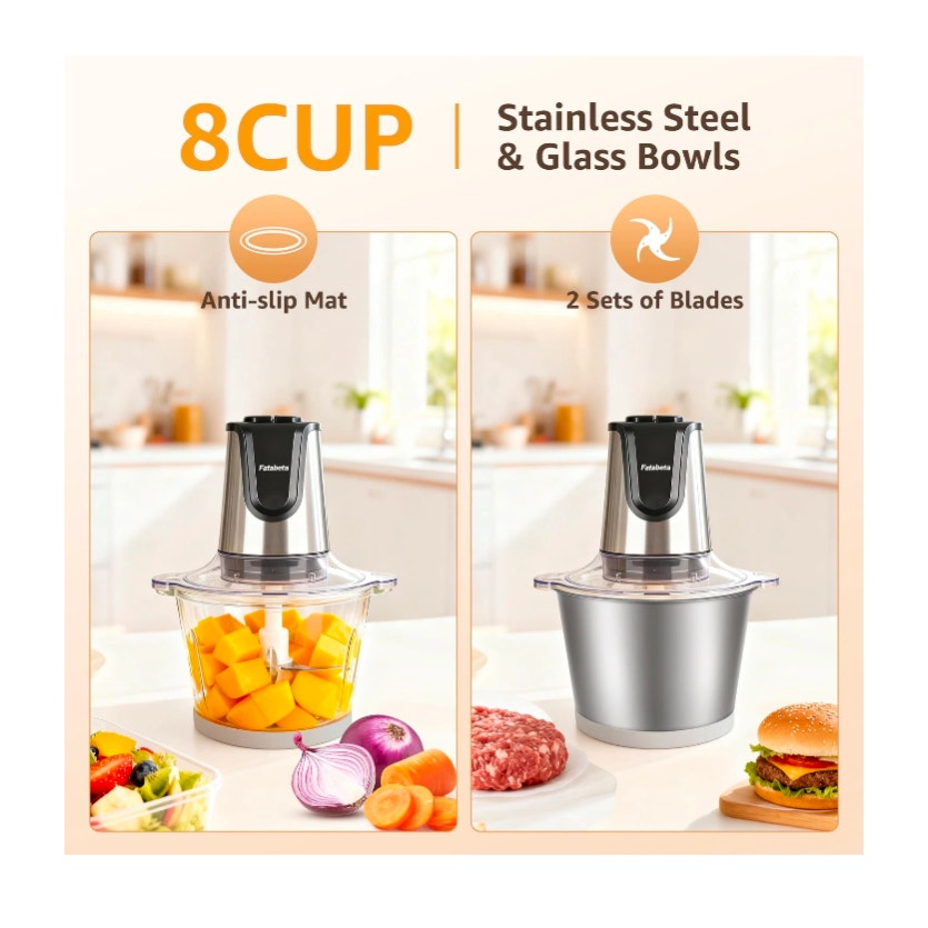meat grinder Food Processor, 500W Electric Food Chopper with 2 Bowls