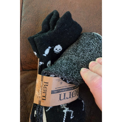 BORN Outdoor No Show Halloween Wool Blend Socks 4 Pairs Skeleton Skull
