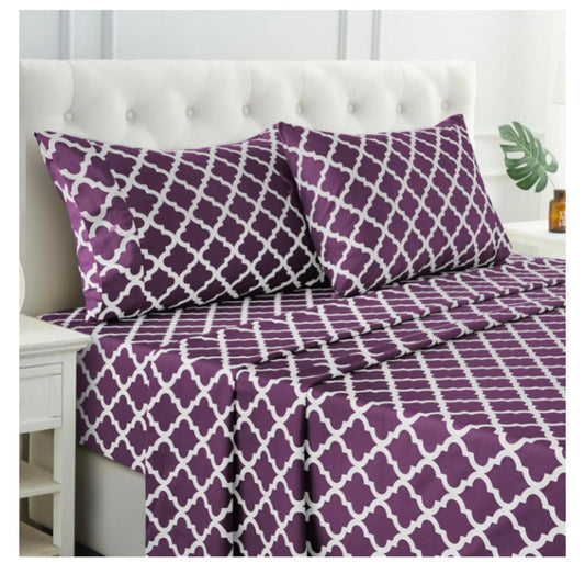 LUX Décor Quatrefoil Queen Sheet Set - 4 Piece Ultra-Soft