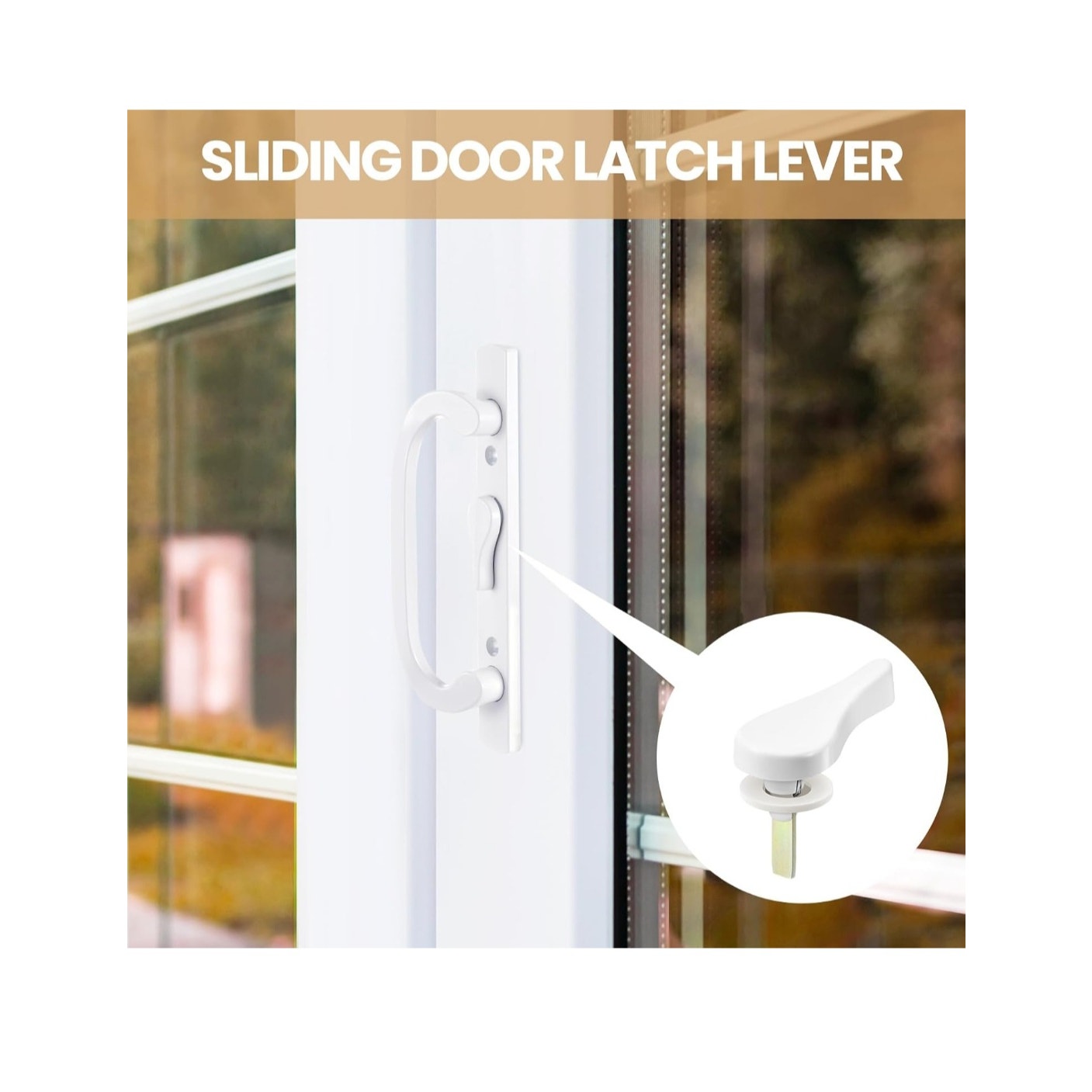 4 Sliding Door Latch Lever Spindle White