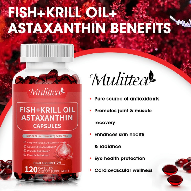 Astaxanthin Fish Oil w/ Krill Oil 120 Softgels EPA DHA