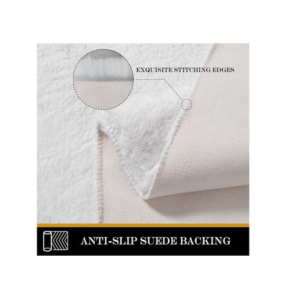 Soft White Fluffy Faux Fur Rug 6x9 Anti-Slip Non-Slip