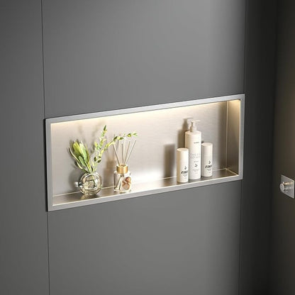 LED Shower Niche 30" X 12" Brushed 304 Stainless Steel Waterproof Recessed Shelf