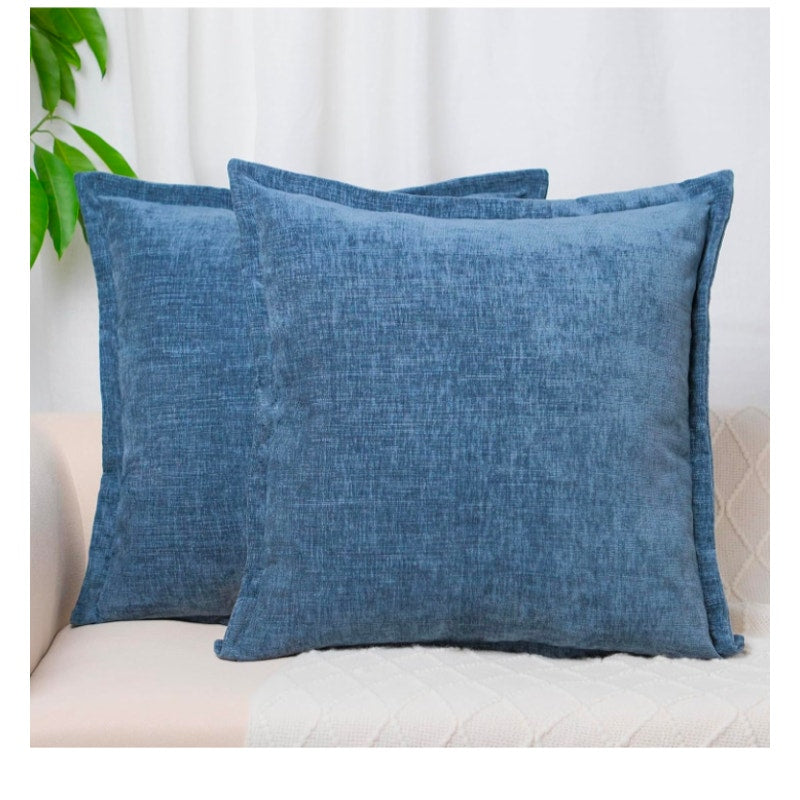 Pack of 2, Blue Chenille Throw Pillow Covers 24x24 Inch