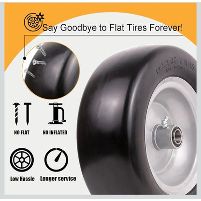 11x4.00-5 Zero Turn Lawn Mower Flat Free Wheels / Tires Set of 2