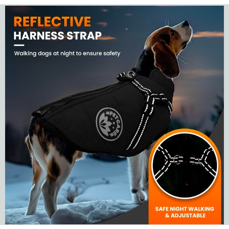 Winter Dog Coat with Harness Built in Waterproof Dog Jacket Warm Pet Fleece Vest