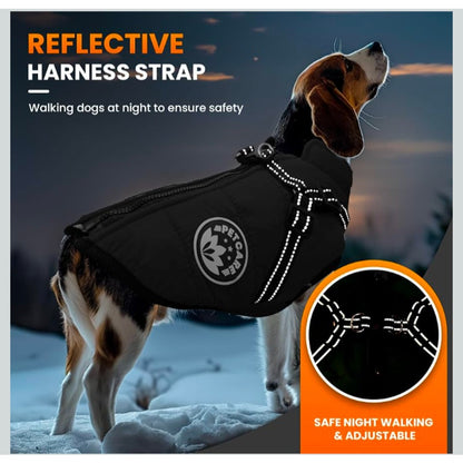 Winter Dog Coat with Harness Built in Waterproof Dog Jacket Warm Pet Fleece Vest