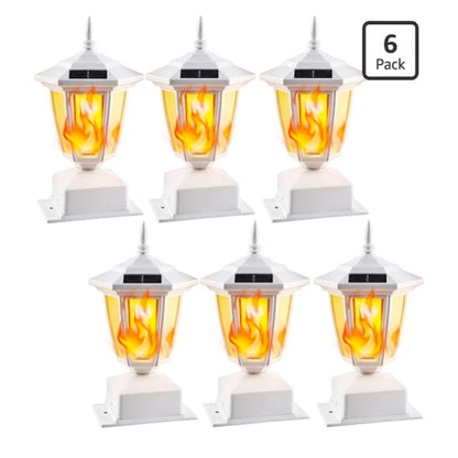 Dynaming 6 Pack Solar Flame Post Lights Outdoor, Solar Powered Lamps