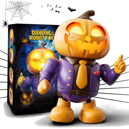 Halloween Pumpkin Dancing Robot Plays Spooky Music and Lights Up Eyes