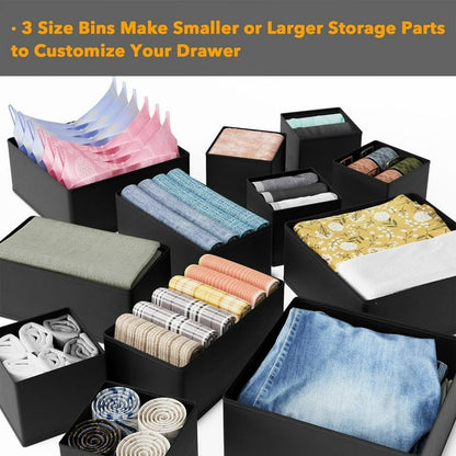 SpaceAid 12-Pack Drawer Organizer Pop Up Storage Fabric Bins Small Medium Large