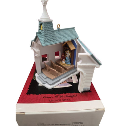#17 Hallmark Keepsake Ornament Come All Ye Faithful Church Opens 1996 Collectors