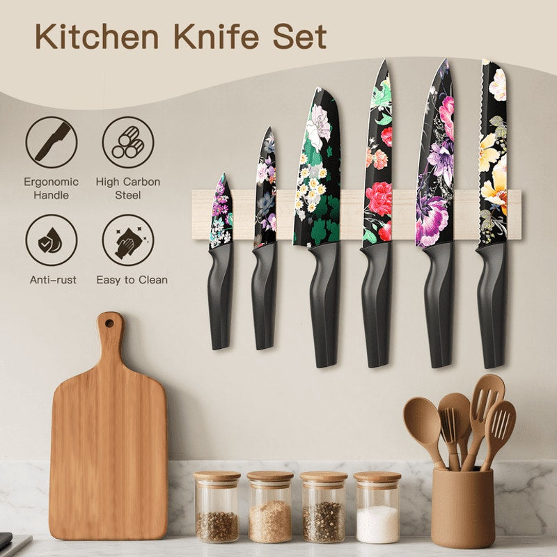 Astercook 6 Piece Flower Kitchen Knife Set