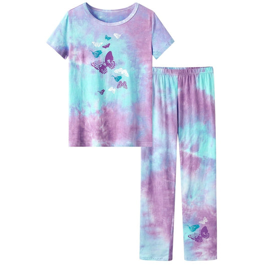 Teen Girls Short Sleeve & Pants Tie-dye Butterfly Size 12