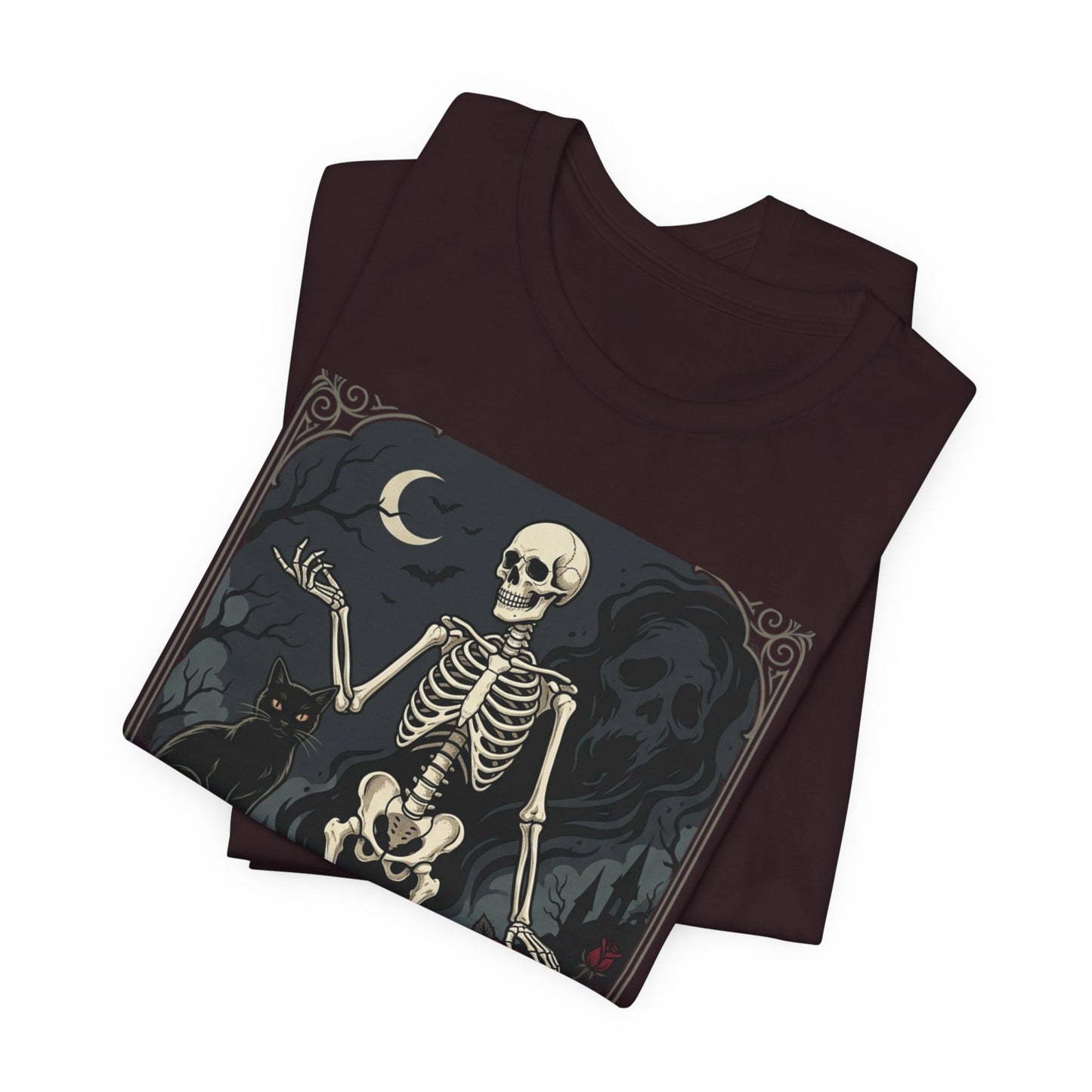 Skeleton Vintage Tarot Tee – Retro Gothic Skull Shirt