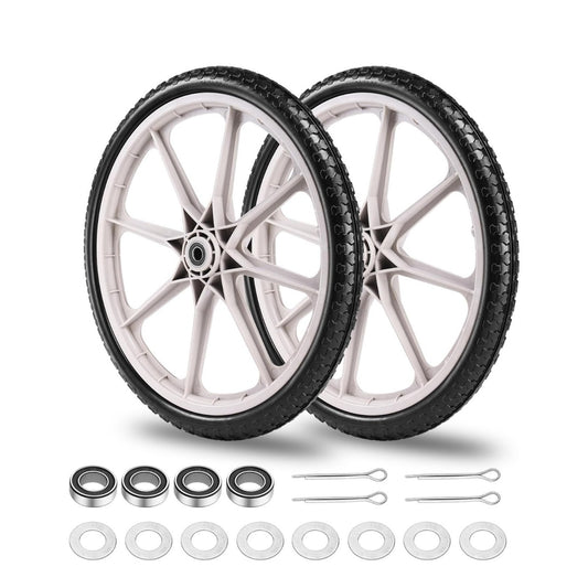 20" Flat Free Tire & Wheels with 3/4" & 5/8" Bearing Wheelbarrow Lawn Utility Garden Yard Cart